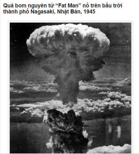 Quả bom nguyên tử “Fat Man” nổ trên bầu trời thành phố Nagasaki, Nhật Bản, 1945